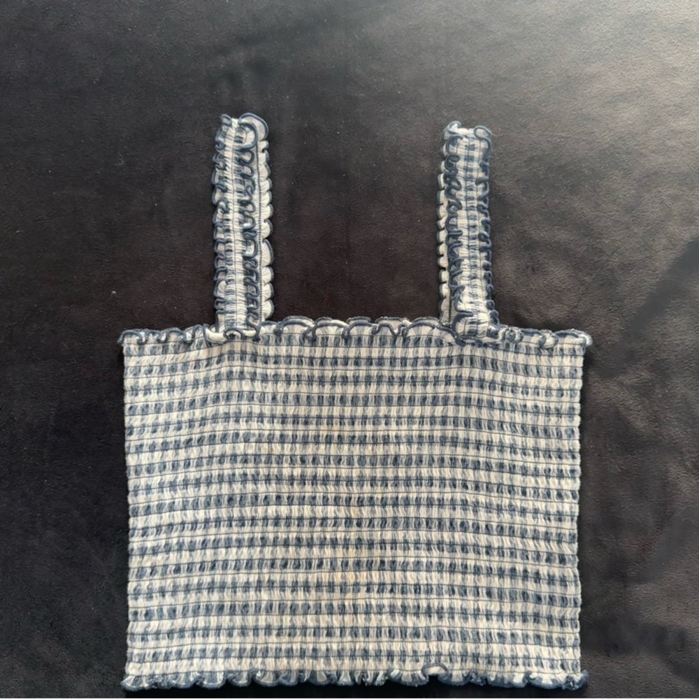 Arizona Jean Company Blue and White Checkered Tank Top